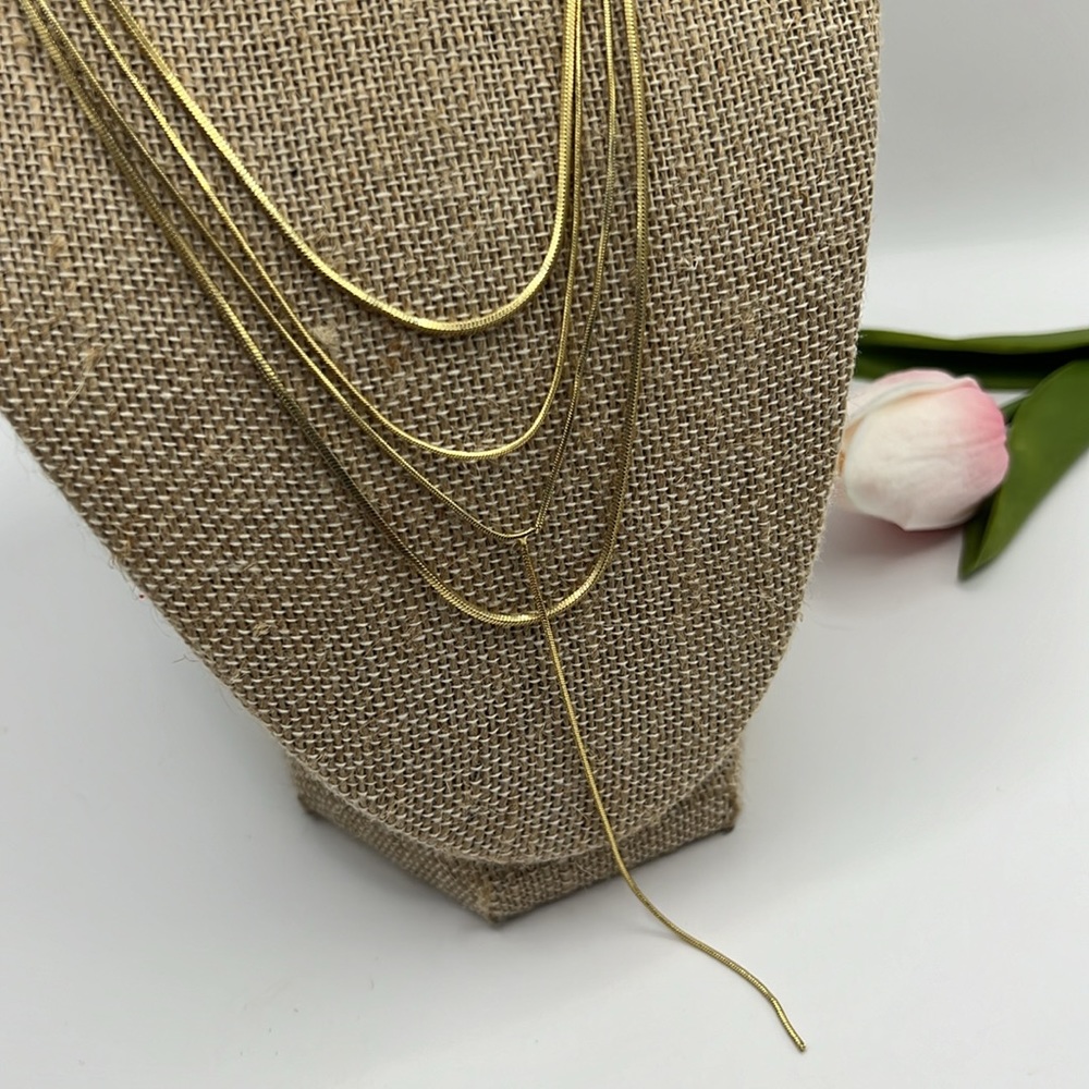 BaubleBar Quad Gold Chain Lariat Necklace.
